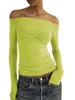 Women's T-Shirt Tossy Mesh Sheer Off-Shoulder Top Shirt For Women Long Sleeve See-Through Lace Knit Pullover Tops Summer Mesh Top Tee Shirt 230413