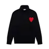 Amiparis Pull Amis Col Haut AM I Paris Jumper Hiver Col Roulé Épais Coeur Brodé A-word Heart Love Knit Sweat Women Men Amisweater OFXA