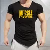 T-shirt da uomo Summer Fashion Camicia a maniche corte con orlo irregolare T-shirt con scollo a V slim fit Uomo Palestra Bodybuilding Fitness Abbigliamento casual in cotone