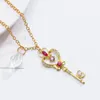 Pendant Necklaces Pcs Anime Sailormoon Key Necklace Gold Magic Wand Heart for Girls Women Dainty Crystal Jewelry Bulkpendant