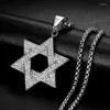 Pendant Necklaces Megin D Stainless Steel Titanium Bling Star Iced Out Hip Hop Collar Chains Punk Necklace For Men Women Couple Gift Jewel