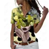Damen Blusen Damen Kurzarmhemd Totenkopfdruck Y2k Kleidung Sommer Polokragen Chiffon Freizeit Urlaub Strickjacke