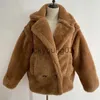 Kvinnors päls faux päls ikonisk modevecka kort faux päls neddy coat kvinnor 2023 vinter lyx lambwool päls jacka chic high street punk flickor överrock j231113