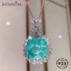 Pingentes jellystory luxo real 925 prata esterlina jóias colar com safira esmeralda pingente para presente de noivado de casamento feminino