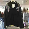 Jackets femininos de streetwear mulher casaco jeans bling angel jeans jeans jeans fêmea jeans retro jeans jeans j231113