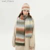 Hats Scarves Sets OhSunny Winter Wool Knit Scarves Rainbow Scarf for Women Acrylic Knitted Fashion Cute Warm Shls WrsL231113