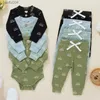 Ensembles de vêtements Nouveau-né bébé garçons filles vêtements d'hiver coton tricoté côtelé imprimé soleil manches longues body pantalons décontractés tenues