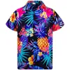 Chemisiers pour femmes Chemises hawaïennes pour femmes Fleurs Feuilles Ananas Vacances Beachwear Blouse Chemise de vacances Hauts et blusas pour femmes