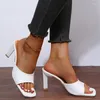 Kleding schoenen mode paarse slangenprint lakleer glijbanen vrouwen hoge hakken muilezels dames prom slippers vierkant teen sandalen