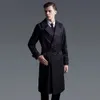 Misturas de lã masculina jaqueta masculina clássico duplo breasted trench coat gabardina hombre S-6XL longo blusão estilo britânico 231102