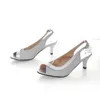 Sandales Lady Peep Toe Sexy Plus La Taille 32-48 Sangle Arrière Plaine Paillettes Tissu Bling Chaton À Talons Hauts Femmes Chaussures Escarpins Or Bleu Argent