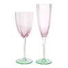 Tumblers 2 Pcs Creative Flower Shaped Glass Goblet European Retro Banquet Wine Cup Gradient Color RUM Champagne Bordeaux Aperitif Glasses 230413