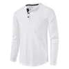 Camisetas masculinas Duyit casual All-Match Henley Collar Sleeved Camiseta Men's Spring/Autumn Color Sólido Simples Waffle Top