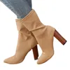 Kleid Schuhe Leder Damen Stiefel Herbst Winter High Heel Kurze Stiefel Frauen Frühling Einzelne Schuhe Dicke Absätze Ankle Botas mujer 231113