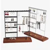 Schmuckbeutel Multifunktions-Displayständer Metallregal Holztablett Halskette Hängehaken DIY Anhänger Rack Armbänder Organizer Halter