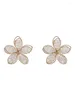 Dangle Earrings 2023 Metal Hollow Out Flower Petals Stud Sweet Fashion Temperament Crystal Women