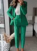 Kvinnors tvådelade byxor BMUEHMZA Kvinnors heta säljer nya enkla och fashionabla massiva färgkontor och höga midjbyxor J231113