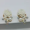 Boucles d'oreilles créoles pour femmes, bijoux de mode coréenne, Style exagéré, Rose Ol, Imitation perle, cristal, vente en gros