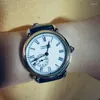 Нарученные часы Farasute 40 -мм мужские мужские автоматические механические часы Эмалированные циферблаты запеченные синие руки Hangzhou 5000a Движение винтажное дело