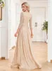 Altın Nedime Parlak Bling Uzun Ülke Bahçesi Düğün Konuk Gown Seksi V Boyun Prom Elbise Arapça Sekreter Gelin Elbise Onur Gowns Gece Elbise