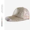 Ball Caps Glitter Ponytail Mesh Hat Men Women Baseball C Adjustable Female Sequins Shine Sport Dancing Summer Sun Bun Cs Outdoor Hats