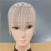 ヘアクリップフラッシュロングタッセルチェーンラインストーンヘッドフォーレディースナイトクラブクリスタルヘッドバンドハットヘッドドレスヘッドピースジュエリー