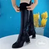 Boots femininos sobre as botas casuais de joelho confortável 2022 inverno novo cabeça pontiaguda