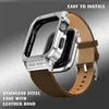 Titta på band Metal Casegenuine Leather Strap for Watch Band 44mm 45mm 40mm 41mm 45 mm Armband Series SE 8 7 6 5 4 Ultra 49mm 231108