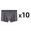 Caleçons 10 pièces/lot hommes coton côtelé Boxer slips sous-vêtements couleur unie rayures verticales respirant Boxershorts