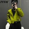 Мужские куртки PFNW с коротким вырезом, шерстяные корейские модные однотонные мужские пальто с подплечниками, повседневные топы, осень 2023, 28W2137