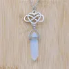 Pendant Necklaces Antique Silver Color Infinity Heart Amethyst Quartz Rose Green Crystal Natural Stone Necklace Women Wedding Jewelry