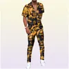 Vintage Printed Mens Tracksuits Fashion Casual Short Sleeve Shirts And Long Pants Outfits Summer Two Piece Sets6665875