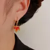 Hoop Earrings Fashion Trendy Creative Red Crystal Pendant For Women Elegant Temperamental Girls Daily Wear Jewelry