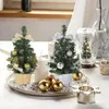 Christmas Decorations 20CM Mini Tree Table Ornaments Artificial Pine With Balls For Home Xmas Party Decor Year Noel Gifts 231113