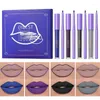 Lip Gloss Lipstick And Liner Set 4 Matte Liquid Stick With Smooth Pencil Long Lasting Make Up Gift For Girls Women