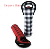 Party Supplies Weihnachten Red Check Weinhalter Großhandel Blanks Neopren Buffalo Plaid Cooler Covers Hochzeitsgeschenkverpackungen