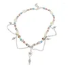 Choker Bohemian Beaded Loves Heart Necklace Colored Round Bead High-Grade Crystal Summer Resin Jewelry