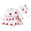 Clothing Sets Baby Princess Dresses Female Treasure Dress Girl 0-1 Birthday Toddler One Year Old Red Born Cotton Rompers