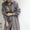 Misturas de lã feminina Casaco longo de inverno feminino elegante jaqueta xadrez oversized lã xadrez casaco de manga comprida jaqueta retro outono casaco de camelo 231113