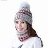 Ensembles de chapeaux et foulards Connectyle Bonnet d'hiver pour femme - Doublé polaire doux - Écharpe circulaire épaisse et chaude en tricot acrylique - Foulards de cou L231113