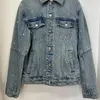 Giacche da donna Giacca da donna monopetto in denim Colletto rovesciato Decorazione con strass Cappotto da donna a maniche lunghe moda 2023 Autunno