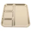 Dinnerware Sets Stainless Steel Grid Divided Appetizer Tray Diet Plate Serving Dish Plates Separated Dinner Sectioned