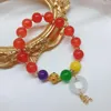 Strand Natural Jade&Chalcedony Beaded Bracelet For Women Green Gourd Ethnic Lucky Couple Bracelets On Hand Female Fashion Jewelry