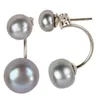 Ohrstecker YACQ 925 Sterling Silber Süßwasserperle 9-9,5 mm Doppeltropfen Weiß Charm Geschenk Schmuck Für Frauen Teenager Mädchen Blau