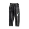 Jeans Garçons Printemps Automne Jeans Teen Lettre Patchs Splice Pantalon Casual Jambe Droite Denim Pantalon pour Enfants 6 8 10 12 14 Ans 230413