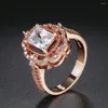 Cluster Rings 18k Rose Gold Color Zircon Diamonds Gemsten för kvinnor Fashion Engagement Band Jewelry Bijoux Bague Gifts Tillbehör