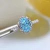 Clusterringen Winkel 925 Sterling Zilver Gemalen Geslepen Lab Saffier Hoge Koolstof Diamanten Edelsteen Ring Verlovingsring Fijne Sieraden Groothandel