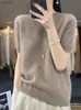 Women's Sweaters Half Sle Cashmere Women Knitted Sweaters 100% Pure Merino Wool Spring Fashion O-Neck Top Pullover Non-Connect One LineL231113