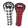 Party Supplies Weihnachten Red Check Weinhalter Großhandel Blanks Neopren Buffalo Plaid Cooler Covers Hochzeitsgeschenkverpackungen