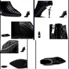 Elbise ayakkabıları kabartmalı kadınlar yüksek topuklu tavus kuşu desen deri kadın botları zarif sivri uçlu stilettos sonbahar ziyafet parti ayakkabıları kadınlar için 230413